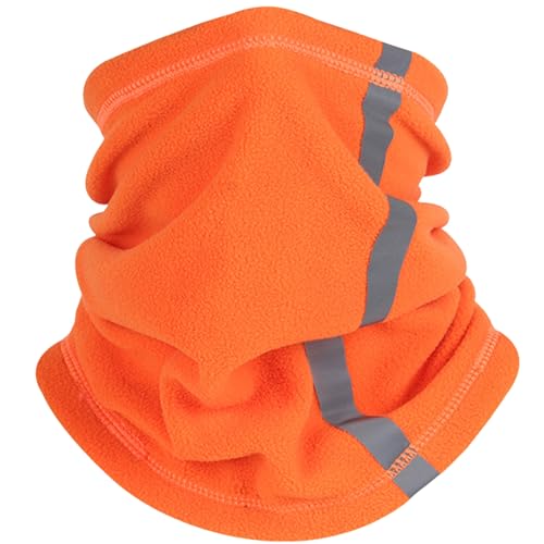 Halswärmer, Fleece Ski Maske Kordelschnürschal mit reflektierendem Riemen weiche thermische Gesichtsdecke Fleece Hals Wärmer Snood Gesichtswärmer für kaltes Wetter, Orange von Veesper