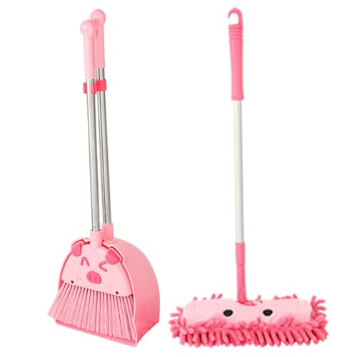 Kids Mopp und Besen Set für Kleinkinder, Kleinkindbesen und Reinigungsset, süße Katze Kleinkindreinigungsset, Besen, Dustpan und ausziehbarer MOP für Haushaltsreinigungen tun Play Toys Gifts Sty von Veesper