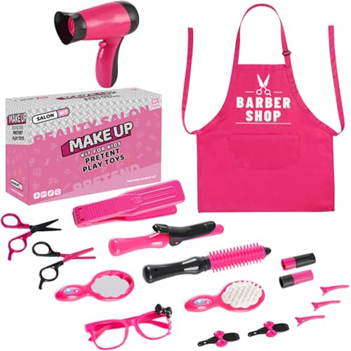 Mädchenspielzeug Haken Set, niedliche Friseure Spielzeug für Mädchen Hair Accessoires Geschenkset, Kinder Hair Salon Playset mit Spielzeughairdryer, Spiegel und anderen Accessoires für Kinder Fr von Veesper