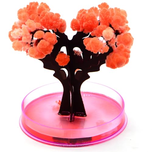 Magic Artificial Cherry Blossom Tree, Mini Magic Wachstum Magie Zauberer Kirschblütenbaum, herzförmiger Magie Kristallbaum, Papierbaum DIY Kristallwachstum Kit Neuheit Spielzeuggeschenk für Kind von Veesper