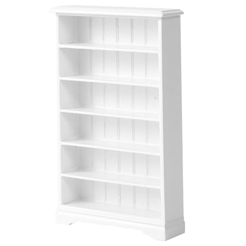 Miniatur -Bücherregal, 4 x 1 x 6 Zoll 1:12 Skala White Wood Lagers Racks 6 -Tier Dollhouse -Bücherregal, Display Miniaturbuchhandel, multifunktionales Mini -Wandregal für Doll House Decor von Veesper