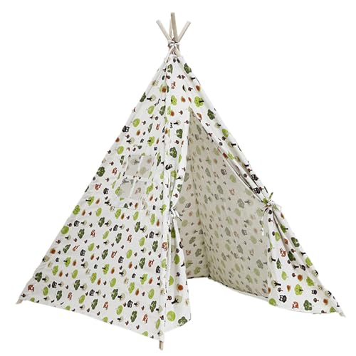 Teepee Zelt für Kinder, 51x47x47 'Spielzelt für Kinder tragbare Tipi -Kinder Spielen Zelt mit Fenster und sicherem Indoor -Zeltspiel für Kinder Geburtstag Geschenke Grün Blume von Veesper