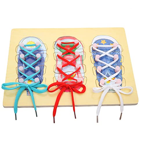 Veesper 1 Set Creative Shoelaces Toys, Kleinkindholz Bildungsspielzeug Bildzeug zum Erlernen von Bindungsschuhen von Veesper