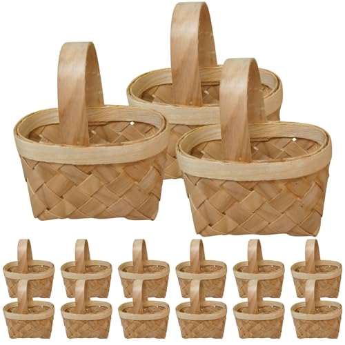 Veesper 15pcs Mini -Korb mit Griff DIY -Holzsimulation Dollhouse Miniaturkorb Mini Körbe für Picknick Candy Ostern Ei Dollhouse Accessoires von Veesper