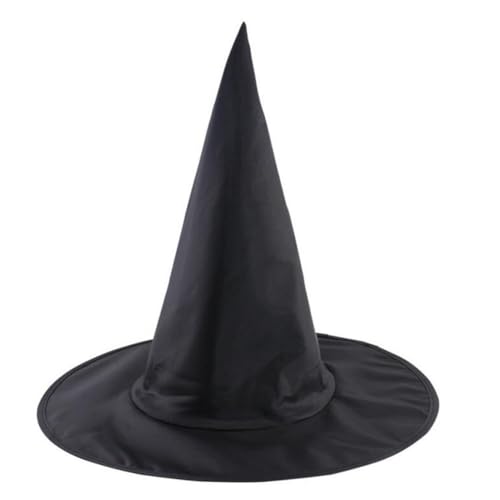 Veesper 1pack Damen schwarzer Hexenhut, Halloween Hexe Peaked Hut, Hexenkostümzubehör für Halloween und Weihnachtsfeier Oxford Stoffkappe mit Hexenhut Peaked Witch Hut von Veesper