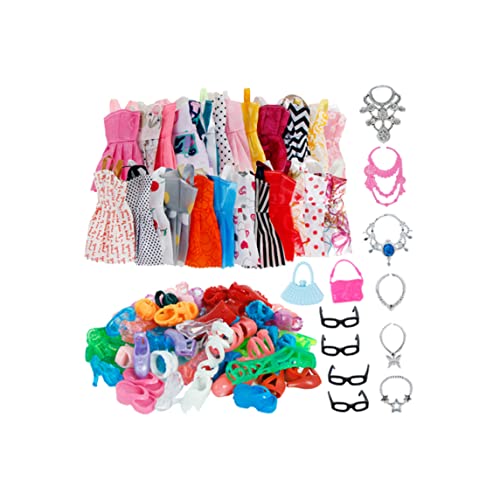 Veesper 32pcs/Sets Puppenkleider Set, Prinzessin Partykleider Schuhe Taschen Schmuck Set Kinder Spielzeugkleidung Geburtstag Geschenke Puppe Kleidung Accessoires für Mädchen von Veesper