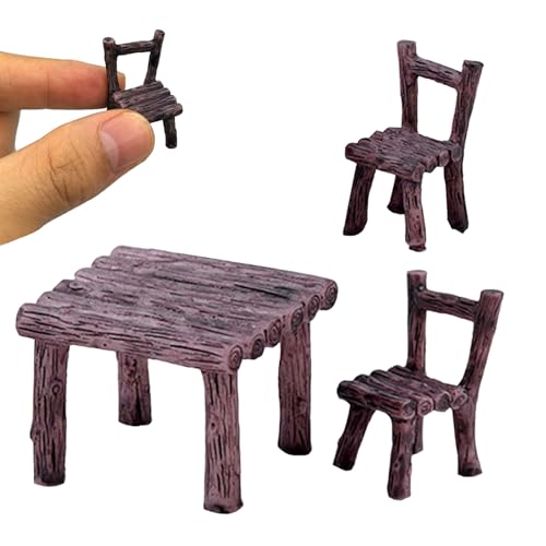 Veesper 3pcs/Set Miniaturfee Fairy Garden Furniture, Harz DIY Solid Color Tisch und Stühle Simulationsdekor für Landschaftsgestaltung Bonsai Sukkulent. von Veesper