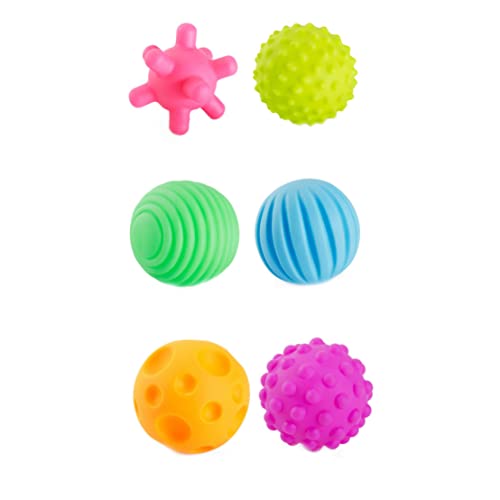 Veesper 6 PCs Baby Massagebällchen Baby Handfangen Babysusorische Bälle mit BB Sound Bunte Gassenkugeln für Kinder Baby von Veesper