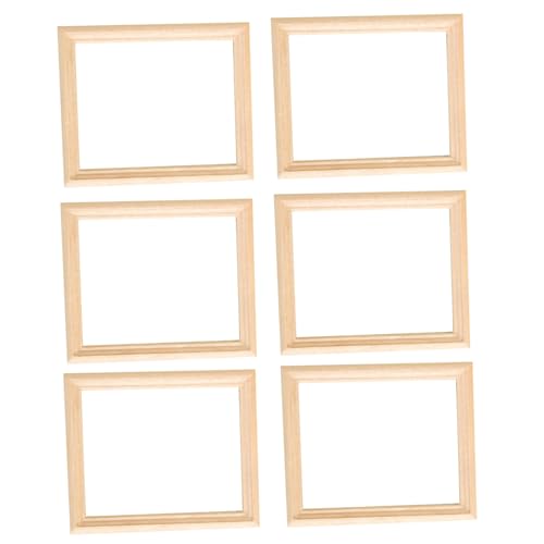 Veesper 6pcs Holz Mini Bilderrahmen, 1/12 Puppenhaus -Mini -Fotorahmen, unvollendete DIY Rechteck Mini -Rahmen Holzbilderrahmen DIY für Kinderzimmerfoto -Requisiten von Veesper