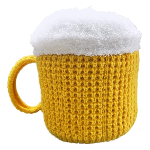 Veesper Gestrickter Hut für Frauen Männer lustige 3D-Bier-Tasse lustiger Hut mit weichem hautfreundlichen warmen Strickmant von Veesper