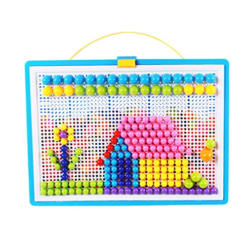 Veesper Puzzlernspielzeug Peg Boards für Kinder, kreative Spielzeug DIY Pilznägel Pegboard Building Sticks Kinder Runde Bildbretter mischen Farbe für Kinder von Veesper