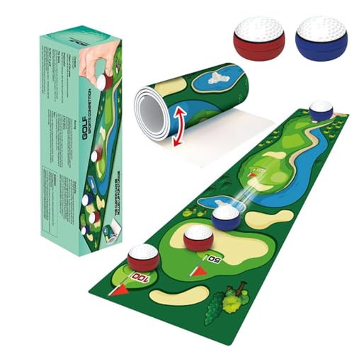 Veesper Tabletop Curling für Erwachsene Kids Gartenspiele, Eltern-Kind-Tischkind-Locken-Mini-Spiele, Entwicklungsstress-Tisch-Top-Curling-Spielparty-Spiele, Golfstil von Veesper