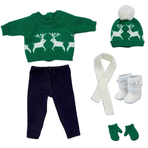 Veesper Weihnachten 18 -Zoll -Babypuppenkleidung und Accessoires umfassen Pulloverhosen Huthandschuhe Schuhe und Schals Babypuppenzubehör für 18 Zoll Puppenmädchen -Outfit für Mädchen von Veesper