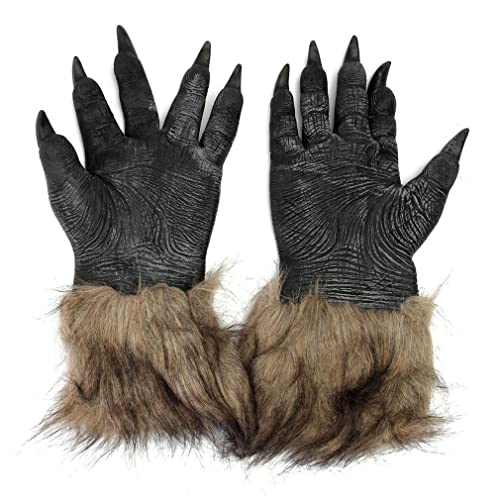 Veesper Wolfsklauen Handschuhe Plüsch Hand Tierpfoten Halloween Festival Cosplay Party Kostüm 1Pair von Veesper