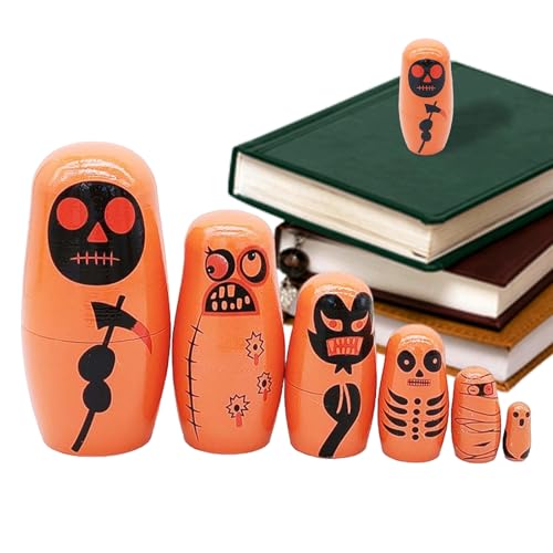 Matrjoschka Puppen Für Kinder,6-teiliges Holz Halloween Nesting Dolls Set - Bemaltes Spielzeug Für Familie Kinder Erwachsene Matrjoschka Puppen Für Kinder,6-teiliges Holz Halloween Nesting Dolls Set - Bemaltes Spielzeug Für Familie Kinder Erwachsene von Veeteah