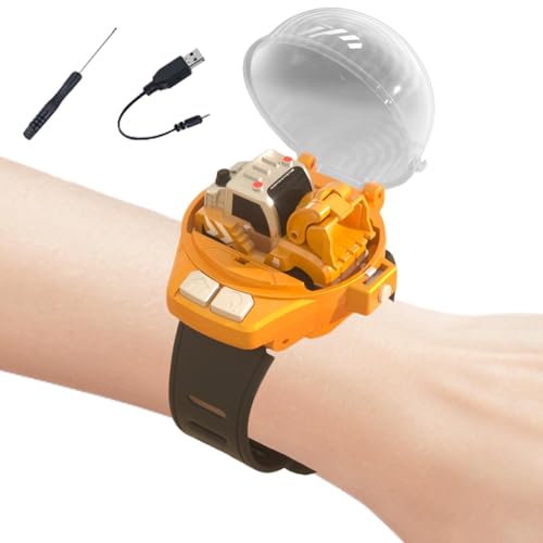 Veeteah Armband Watch Fernbedienungsauto, Fernbedienung Bagger Uhr | Racing Watch Car Toy,2,4 GHz Langstrecken -Interaktive Baggerspiel mit USB -Ladung, Staubabdeckung für die Heimschule im Freien von Veeteah