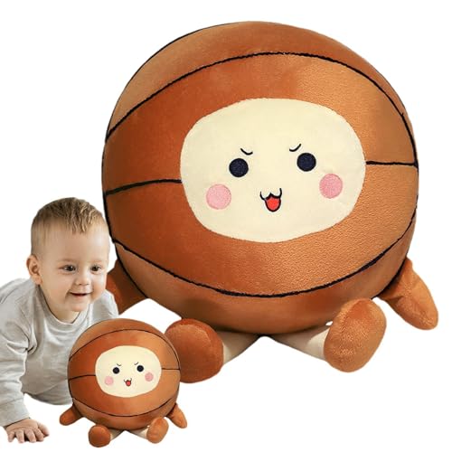 Veeteah Basketball-Plüsch,Basketball-Plüsch - Basketball gefülltes Plüschkissen | Stofftier-Sofa-Ornament, 25 cm, weicher und niedlicher Basketball mit Füßen, Stofftier für Kinder von Veeteah