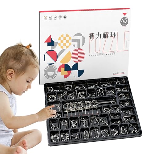 Veeteah Drahtpuzzle-Set | Tragbares intelligentes Iron Unlock Interlock-Spiel für IQ-Test,Wiederverwendbares Zaubertrick-Spielzeug, Flexibles Metall-Puzzle, Entriegelungsspielzeug, Lernspielzeug von Veeteah