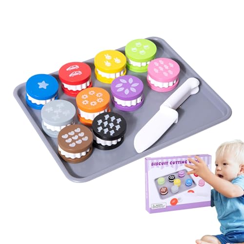 Veeteah Keks-Spielset, Keksspielzeug-Set für Kinder, Interaktives Plätzchenschneidespiel, Holz-Keks-Spiel-Essen-Set, vorgetäuschte Kekse und Backspielzeug, interaktives Holz-Spiel-Essen-Set für 2+ von Veeteah