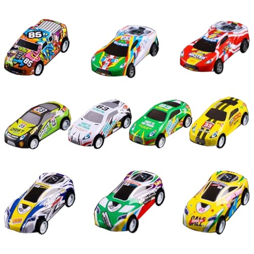 Veeteah Rückziehwagen-Set, Rückziehwagen,Legierungs-Rennwagen-Rückziehauto-Set mit 10 Stück - Zurückziehbares Autospielzeug aus Metall mit Reibungsantrieb, Spielzeug für, Mädchen, Kinder im Alter von von Veeteah