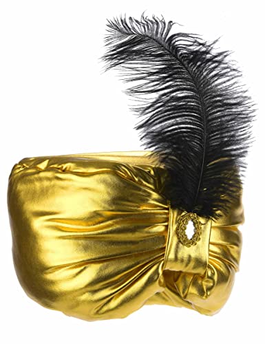 DEGUISE TOI VEGAOO - Sultan-Kappe mit Feder Gold - Hut - Einheitsgröße - Gold - Accessoires - 100% Polyester - Carnaval von DEGUISE TOI