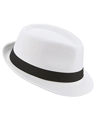 DEGUISE TOI Weißer Borsalino-Hut mit schwarzem Band - Weiß von DEGUISE TOI