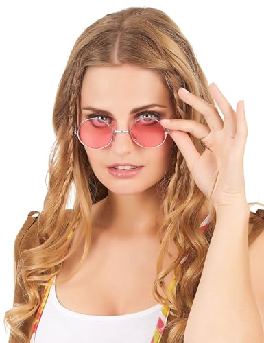 Generique - 70er Jahre Hippie Brille bunt - Rosa von DEGUISE TOI