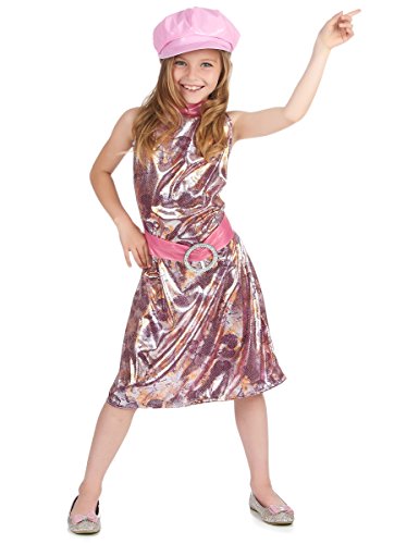 Vegaoo 60er-Jahre Mädchenkostüm Disco-Kleid rosa-silber-gold - 122/134 (7-9 Jahre) von DEGUISE TOI