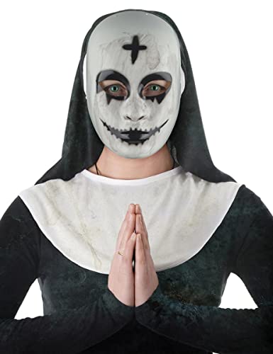 Vegaoo Besessene Nonnen-Maske Halloween-Accessoire weiss-schwarz - Multicolore von Vegaoo