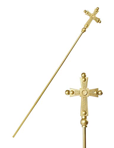 Vegaoo Heiliges Papst-Zepter Kostüm-Accessoire goldfarben 168 cm - Gold von Vegaoo