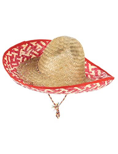 DEGUISE TOI Mexikanischer Sombrero für Erwachsene Strohhut beige-rot - Bunt von DEGUISE TOI