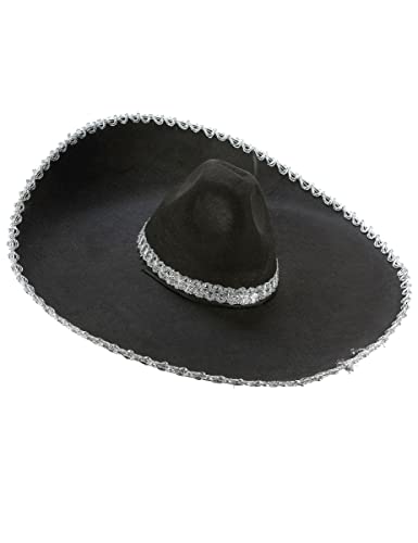 DEGUISE TOI Mexiko Sombrero für Erwachsene schwarz-silber - Schwarz von Vegaoo