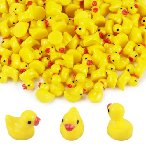 100 Stück Mini Harz Enten, Kleine Enten Niedlich, Miniatur Resin Enten, Resin Little Yellow Duck, Small Duck Spielzeug, für Dekorative Topf-Mikrolandschaften und DIY von Veiteibe