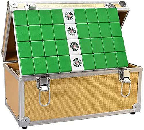 VejiA Neuestes Fliesenspiel-Mahjong-Set, 2 Personen/4 Personen, Mahjong, langlebig, Reise-Mahjong, zum Schweigen bringen, Mahjong-Tischdecke, Metallverpackungsbox, antikes Mahjong von VejiA