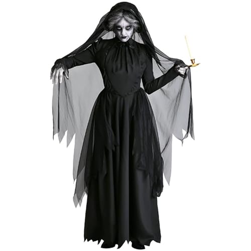 Damen Halloween Friedhofsbraut Kostüm, Schwarz Hexenkostüm Geisterbraut Brautkleid Vampir Braut Kleid Karneval Cosplay Schwarz S Damen Halloween Friedhofsbraut Kostüm, Schwarz Hexenkostüm Geisterbraut Brautkleid Vampir Braut Kleid Karneval Cosplay Schwarz S von Velcoxplay