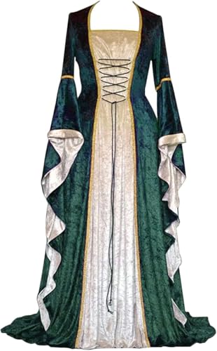Velcoxplay Retro Mittelalter Kleidung Damen Samtkleid mit Trompetenärmel, Mittelalterliche Viktorianischen Königin Kleider Renaissance Festlich Halloween Karneval Gothic Kostüm Grün L Velcoxplay Retro Mittelalter Kleidung Damen Samtkleid mit Trompetenärmel, Mittelalterliche Viktorianischen Königin Kleider Renaissance Festlich Halloween Karneval Gothic Kostüm Grün L von Velcoxplay