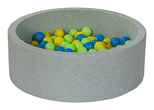 Bällebad Ballpool Kugelbad Bällchenbad Bällchenpool Kinder Pool mit 200 Bällen (Farbe der Bälle: gelb, blau, hellgrün) von Velinda