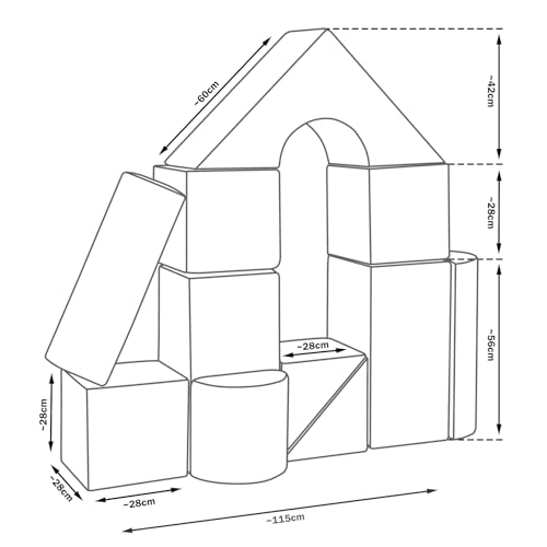 Velinda 11 Großbausteine Schaumstoffbausteine Bauklötze Riesenbausteine Schloss-Set (Farbe: grau (Cord)) von Velinda