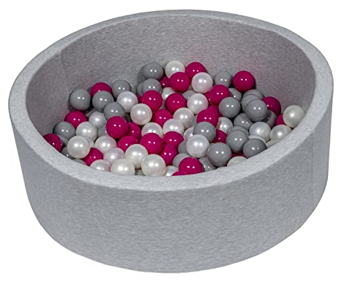 Velinda Bällebad Ballpool Kugelbad Bällchenbad Bällchenpool Kinder Pool mit 150 Bällen (Farbe der Bälle: perlweiÃŸ, pink, grau) von Velinda