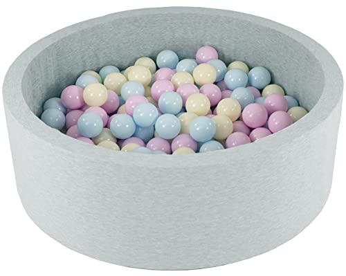 Velinda Bällebad Ballpool Kugelbad Bällchenbad Bällchenpool Kinder Pool mit 150 Bällen (Farbe der Bälle: pink, blau, gelb (Pastell)) von Velinda