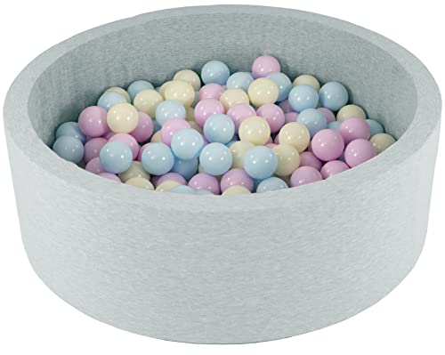 Velinda Bällebad Ballpool Kugelbad Bällchenbad Bällchenpool Kinder Pool mit 200 Bällen (Farbe der Bälle: pink, blau, gelb (pastell)) von Velinda