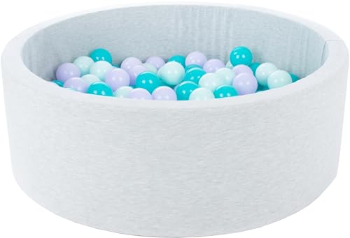 Velinda Bällebad Ballpool Kugelbad Bällchenbad Bällchenpool Kinder Pool mit 200 Bällen (Farbe der Bälle: violett, türkis, Mint) von Velinda