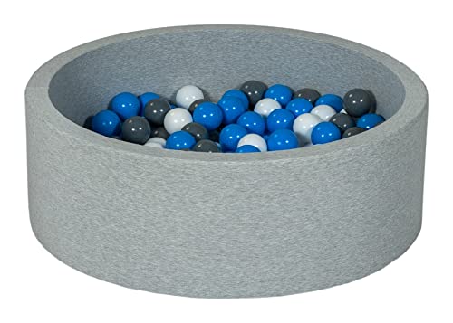 Velinda Bällebad Ballpool Kugelbad Bällchenbad Bällchenpool Kinder Pool mit 200 Bällen (Farbe der Bälle: weiß, blau,grau) von Velinda