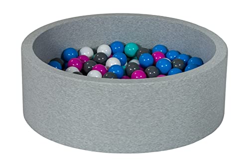 Velinda Bällebad Ballpool Kugelbad Bällchenbad Bällchenpool Kinder Pool mit 200 Bällen (Farbe der Bälle: weiß, blau,pink,grau, türkis) von Velinda