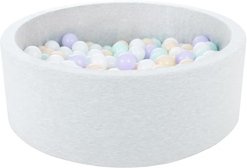 Velinda Bällebad Ballpool Kugelbad Bällchenbad Bällchenpool Kinder Pool mit 200 Bällen (Farbe der Bälle: weiß, violett, cappuccinofarben, Mint) von Velinda