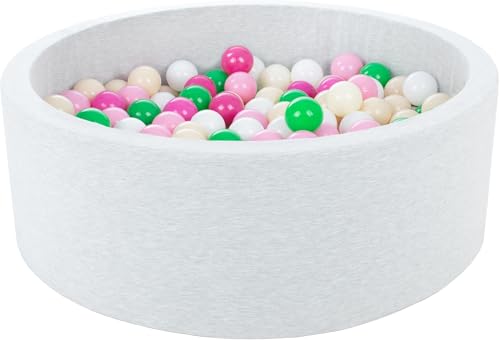 Velinda Bällebad Ballpool Kugelbad Bällchenbad Bällchenpool Kinder Pool mit 300 Bällen (Farbe der Bälle: weiß, grün, rosa, pink, cappuccinofarben) von Velinda