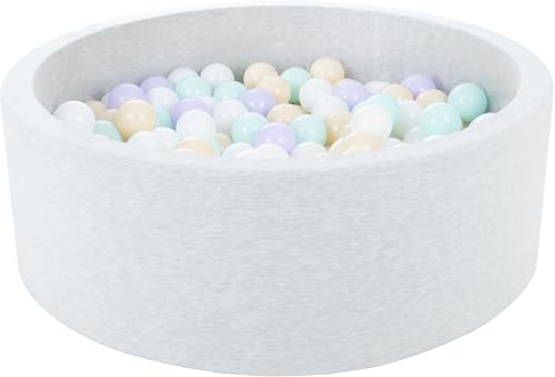 Velinda Bällebad Ballpool Kugelbad Bällchenbad Bällchenpool Kinder Pool mit 300 Bällen (Farbe der Bälle: weiß, violett, cappuccinofarben, Mint) von Velinda