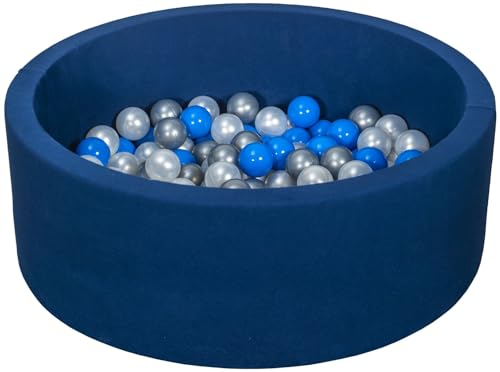 Velinda Bällebad Ballpool Kugelbad Bällchenbad Bällchenpool Pool +150 Bällen dunkelblau (Farbe der Bälle: perlweiß, blau, silberfarben) von Velinda