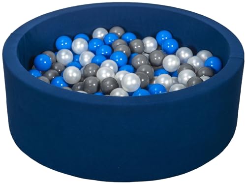 Velinda Bällebad Ballpool Kugelbad Bällchenbad Bällchenpool Pool +300 Bällen dunkelblau (Farbe der Bälle: perlweiß, blau, grau) von Velinda