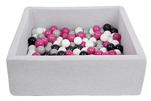 Velinda Bällebad Ballpool Kugelbad Bällchenbad Kinder-Pool mit 150 Bällen/90x90cm (Farbe der Bälle: schwarz,weiß, pink,grau) von Velinda